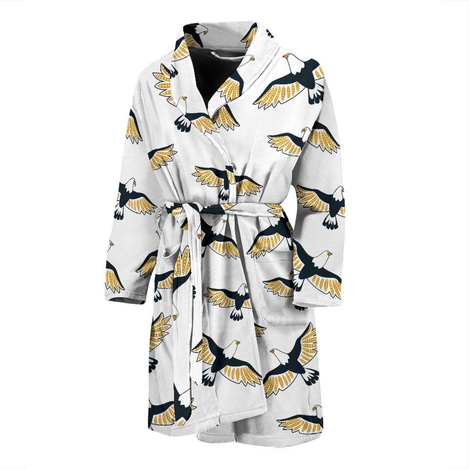 Eagle Pattern Print Design 03 Men's Bathrobe