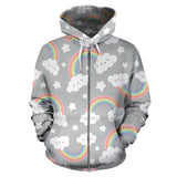 Cute Rainbow Clound Star Pattern Zip Up Hoodie
