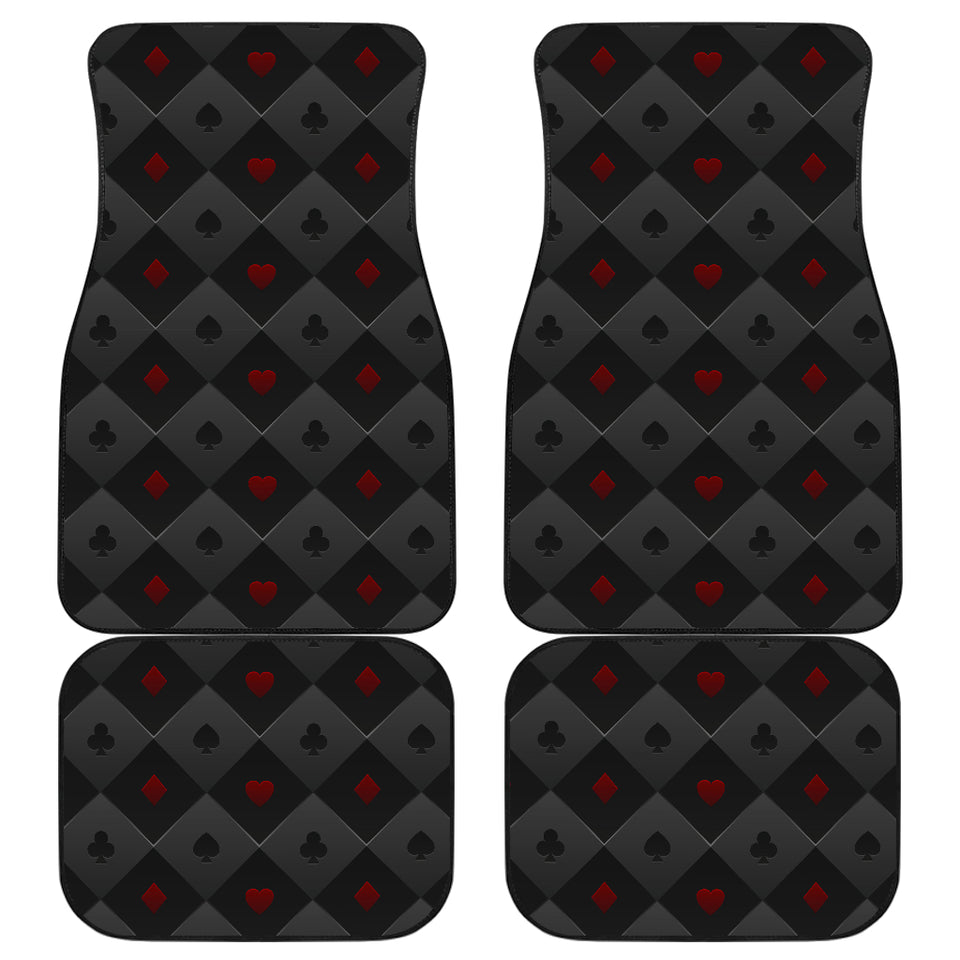 Casino Cards Suits Pattern Print Design 05 Front and Back Car Mats