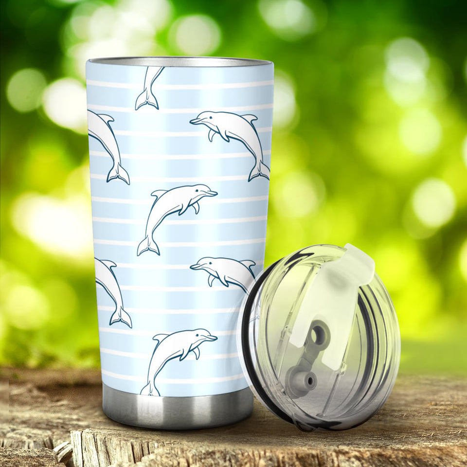 Dolphin Blue Striped Background Tumbler