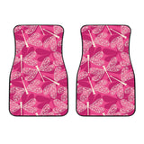 Beautiful Dragonfly Pink Background Front Car Mats