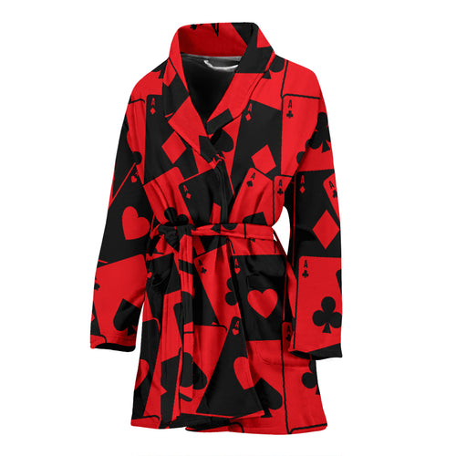 Casino Cards Suits Pattern Print Design 02 Women's Bathrobe