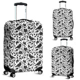 Crow Dark Floral Pattern Luggage Covers