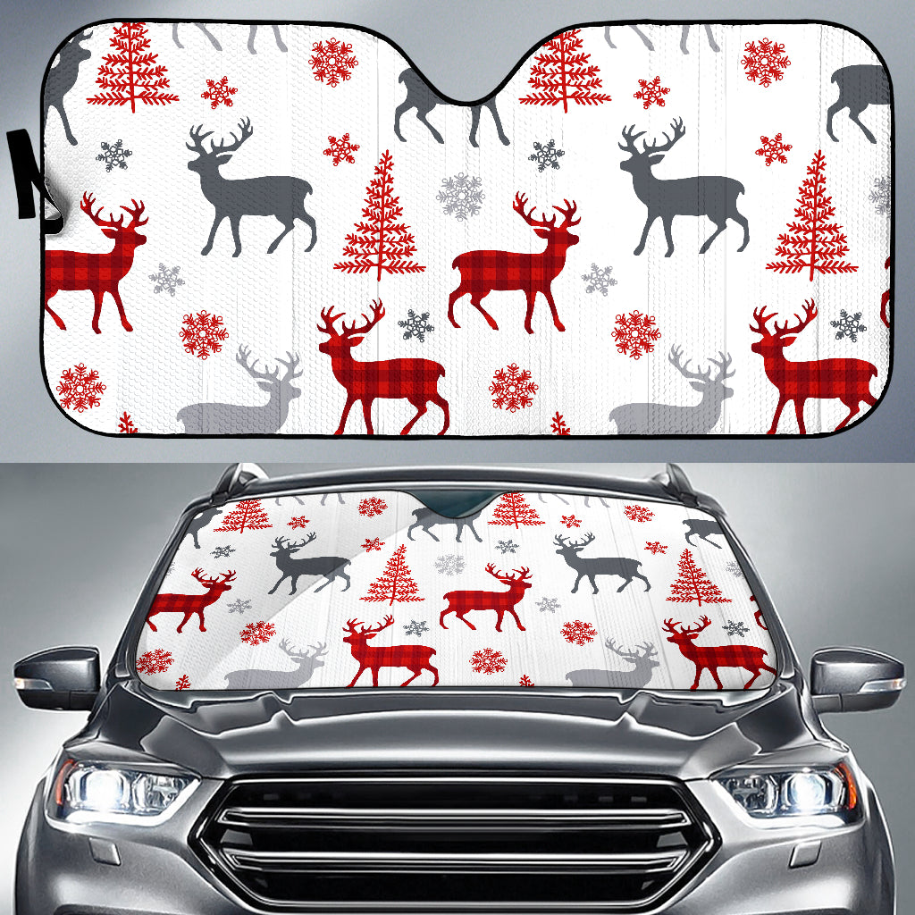 Deer Tree Snowflakes Chrismas Pattern Car Sun Shade