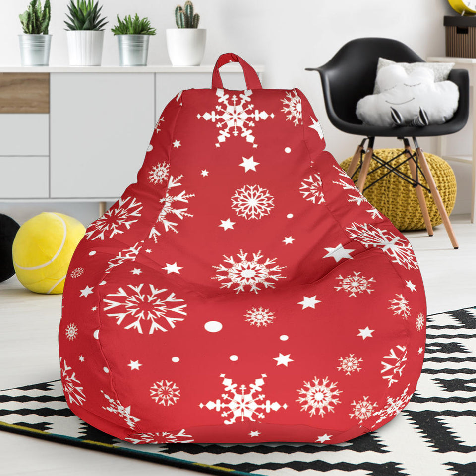 Snowflake Pattern Red Background Bean Bag Cover