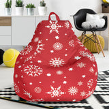 Snowflake Pattern Red Background Bean Bag Cover