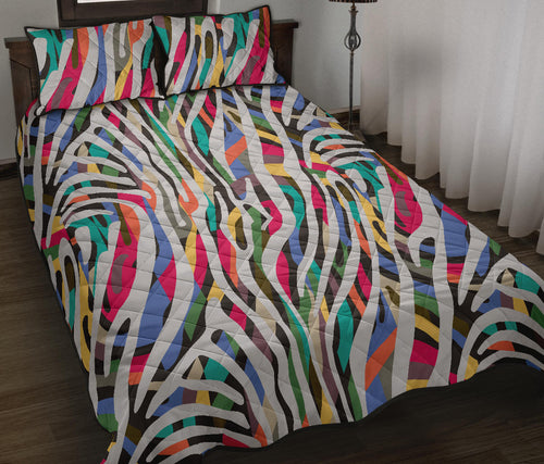 Colorful zebra skin pattern Quilt Bed Set