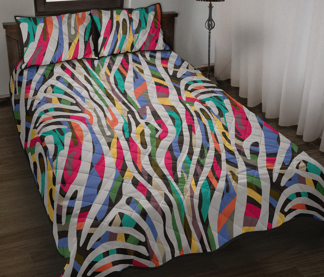 Colorful zebra skin pattern Quilt Bed Set