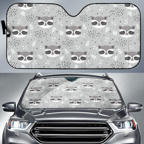 Cute Raccoons Leaves Dot Car Sun Shade