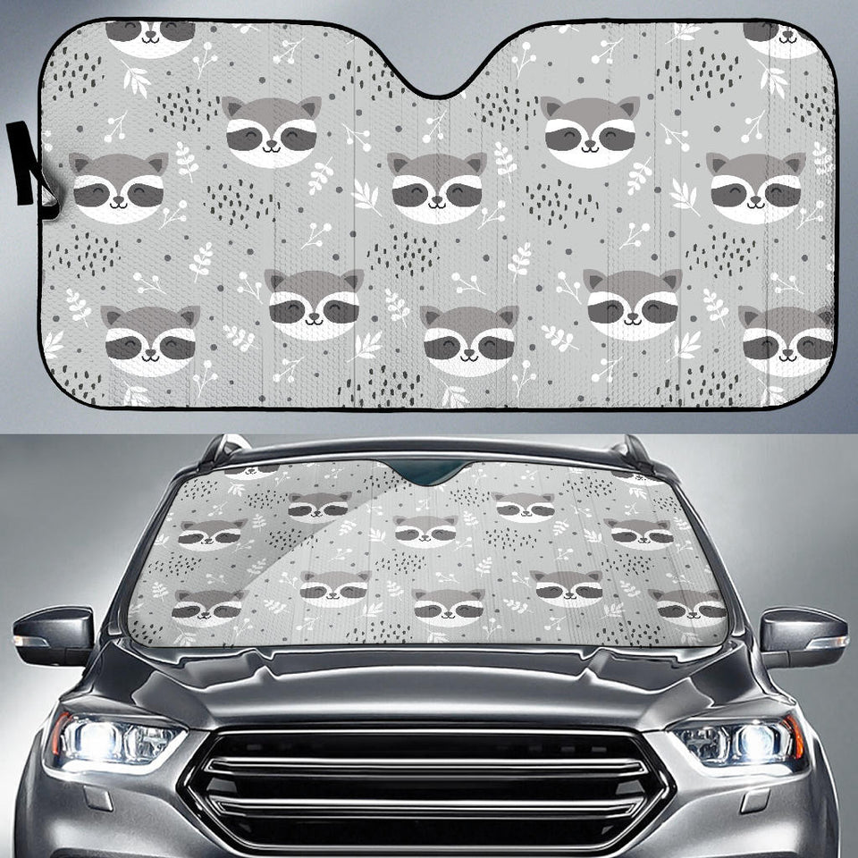 Cute Raccoons Leaves Dot Car Sun Shade