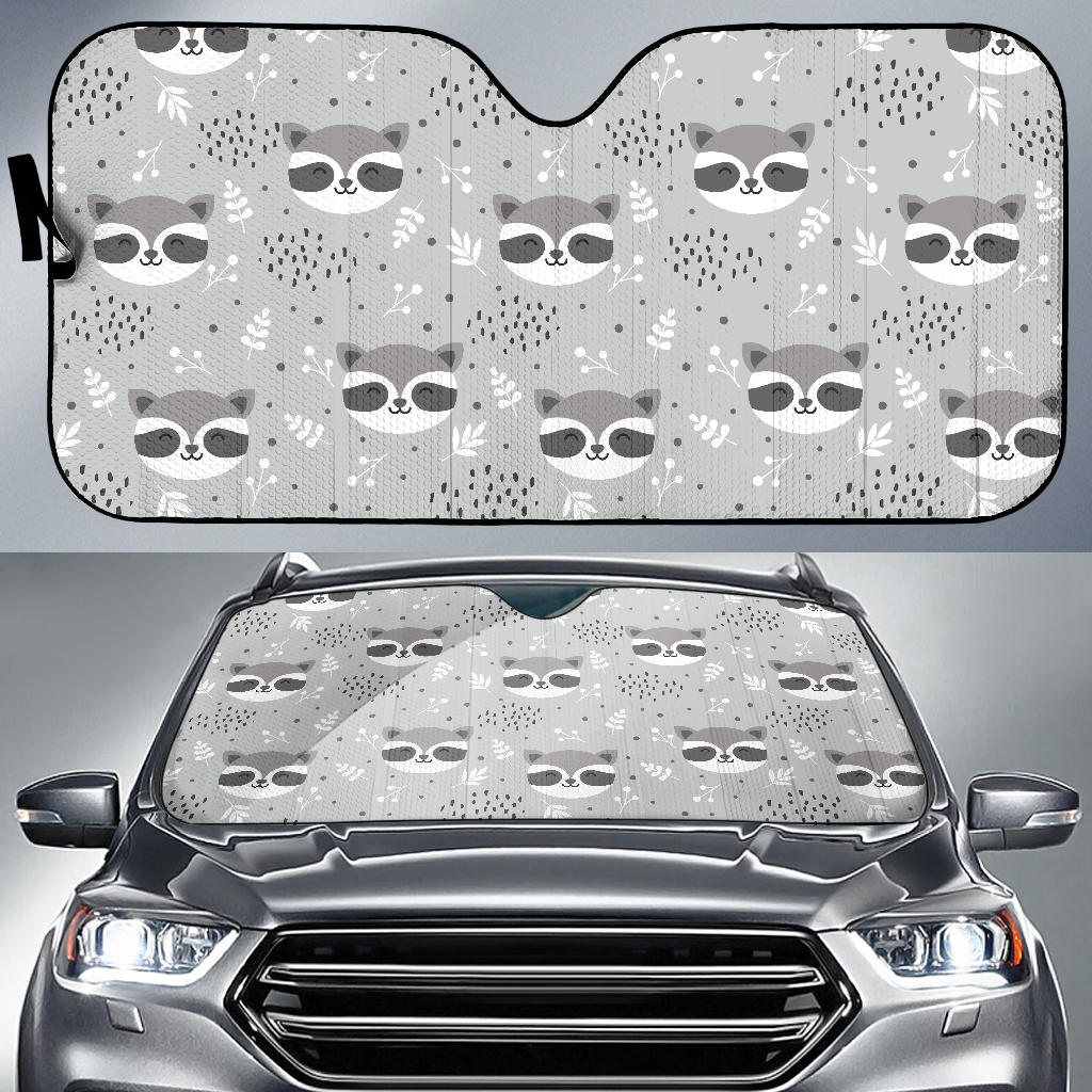 Cute Raccoons Leaves Dot Car Sun Shade