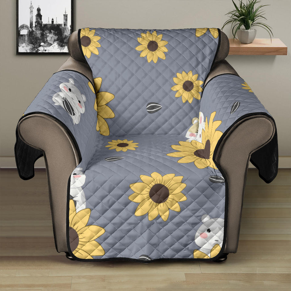 Cute hamster sunflower pattern background Recliner Cover Protector