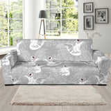 White Swan Gray Background Sofa Slipcover