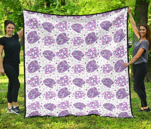 Hedgehog Pattern Print Design 05 Premium Quilt