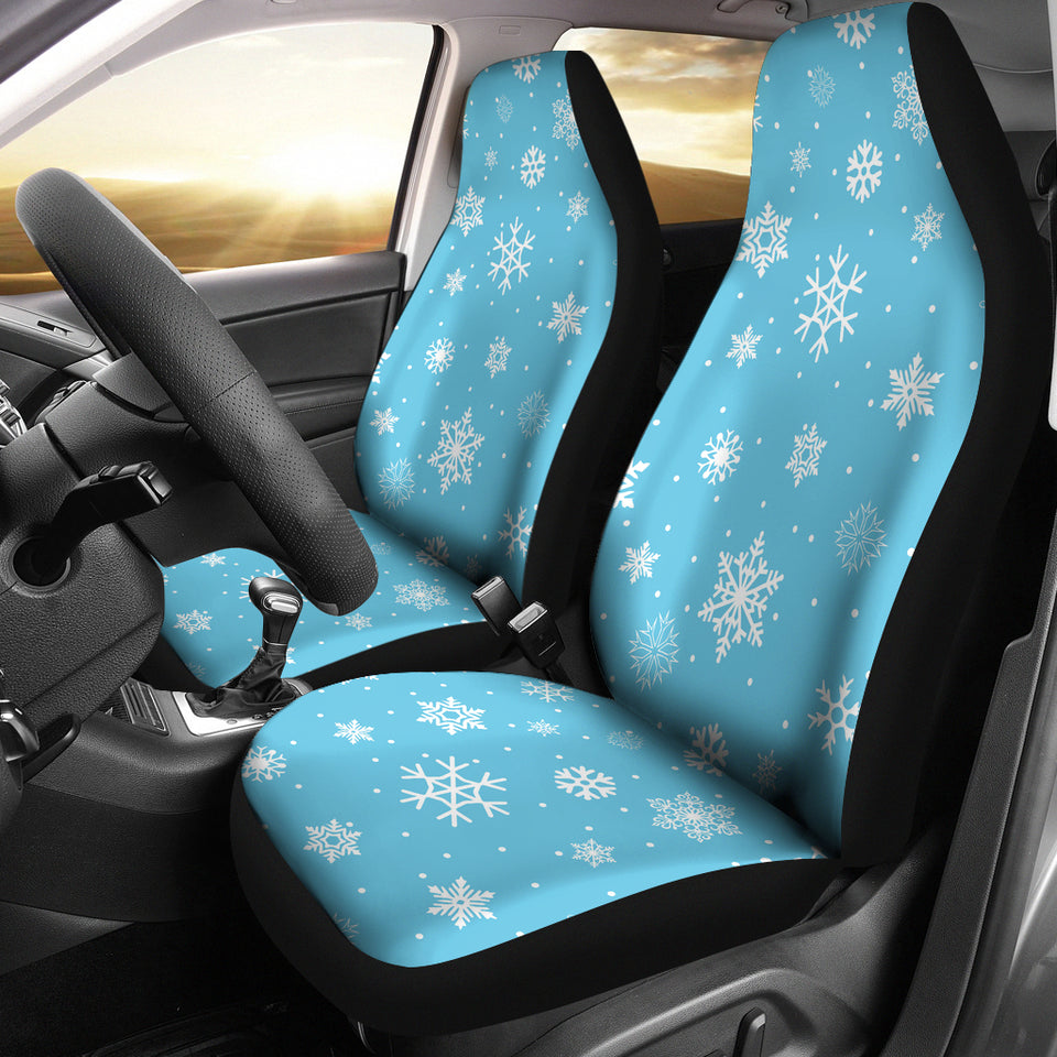 Snowflake Pattern Blue Background  Universal Fit Car Seat Covers