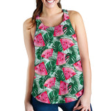 Watermelons tropical palm leaves pattern Women Racerback Tank Top