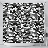 Black White Camo Camouflage Pattern Shower Curtain Fulfilled In US