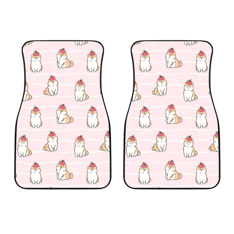 Cute Shiba Inu Dog Apple Pattern Front Car Mats