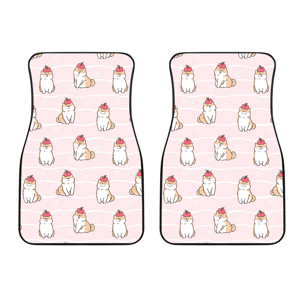 Cute Shiba Inu Dog Apple Pattern Front Car Mats