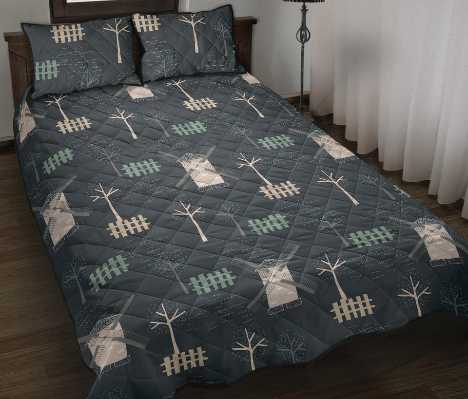 windmill tree pattern Quilt Bed Set
