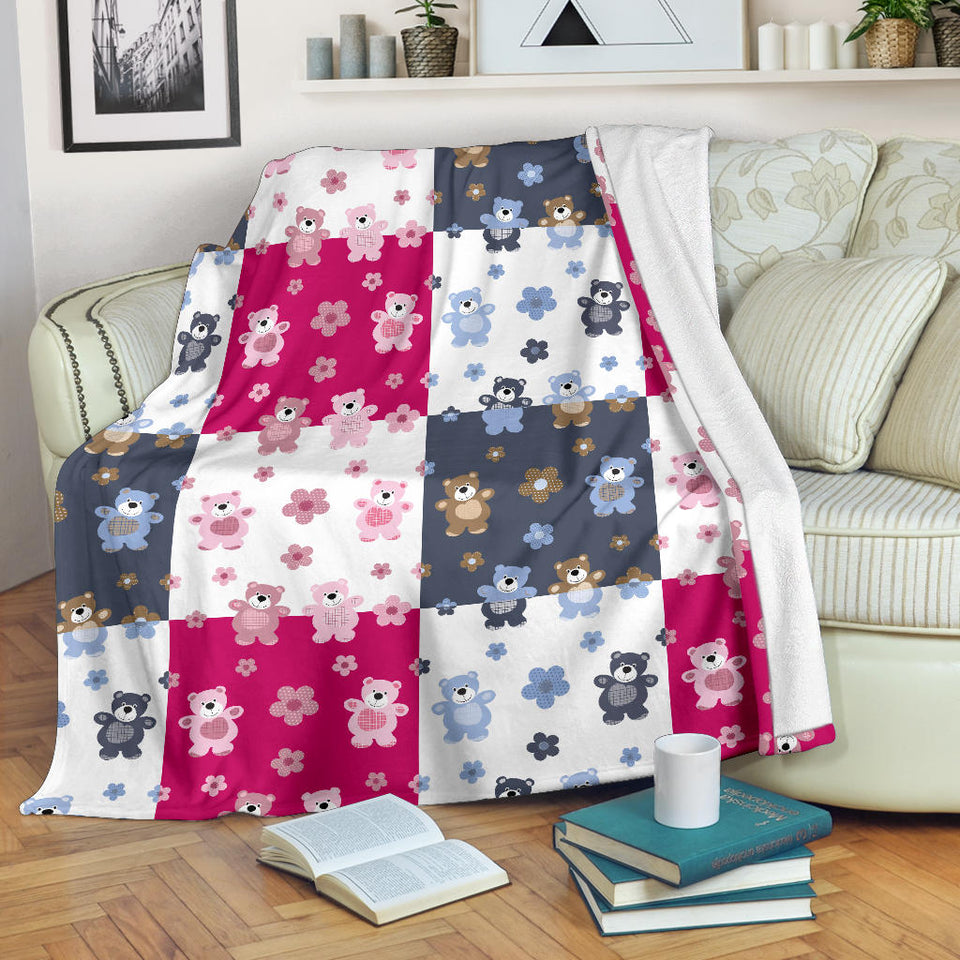 Teddy Bear Pattern Print Design 03 Premium Blanket