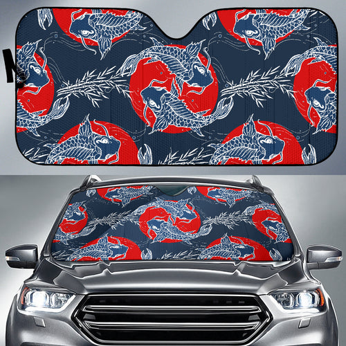Koi Fish Carp Fishs Hand Drawn Japanese Art Car Sun Shade