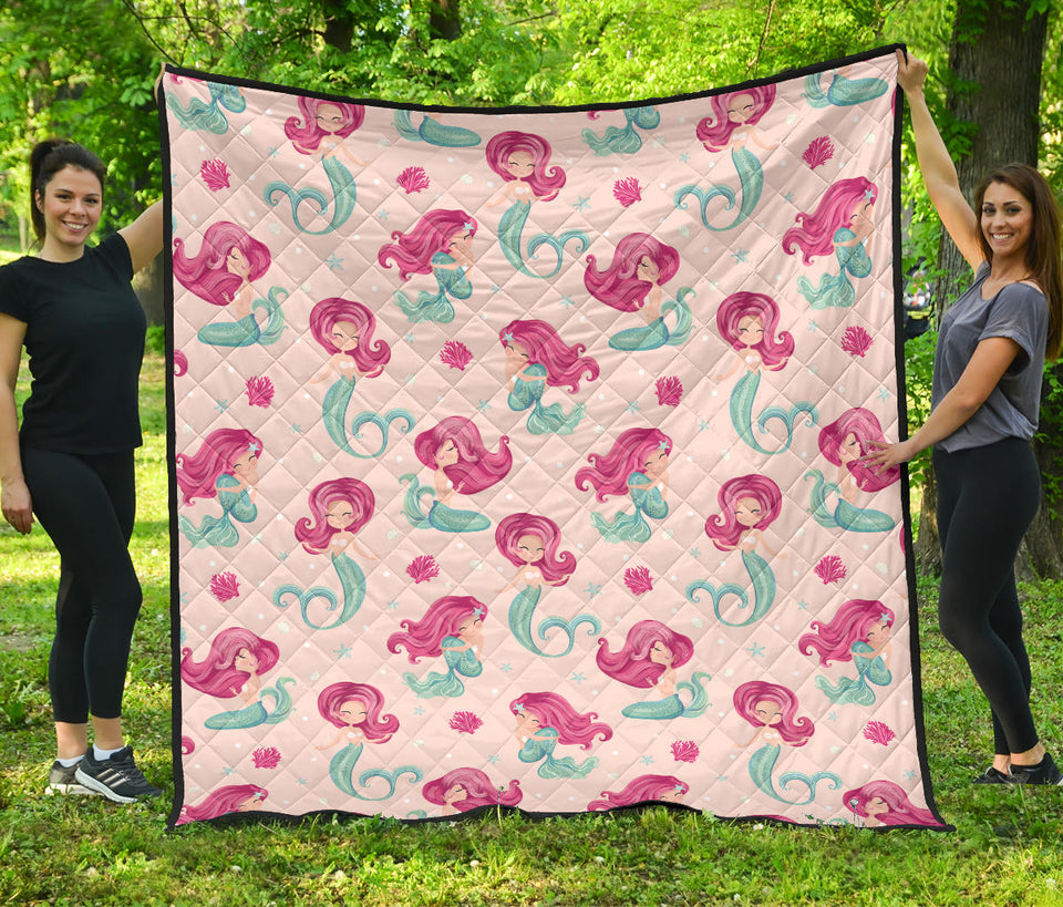 Cute Little Mermaid Pattern Premium Quilt
