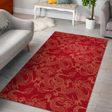 Gold Dragons Red Background Area Rug