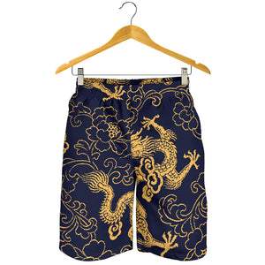 Gold Dragon Pattern Men Shorts