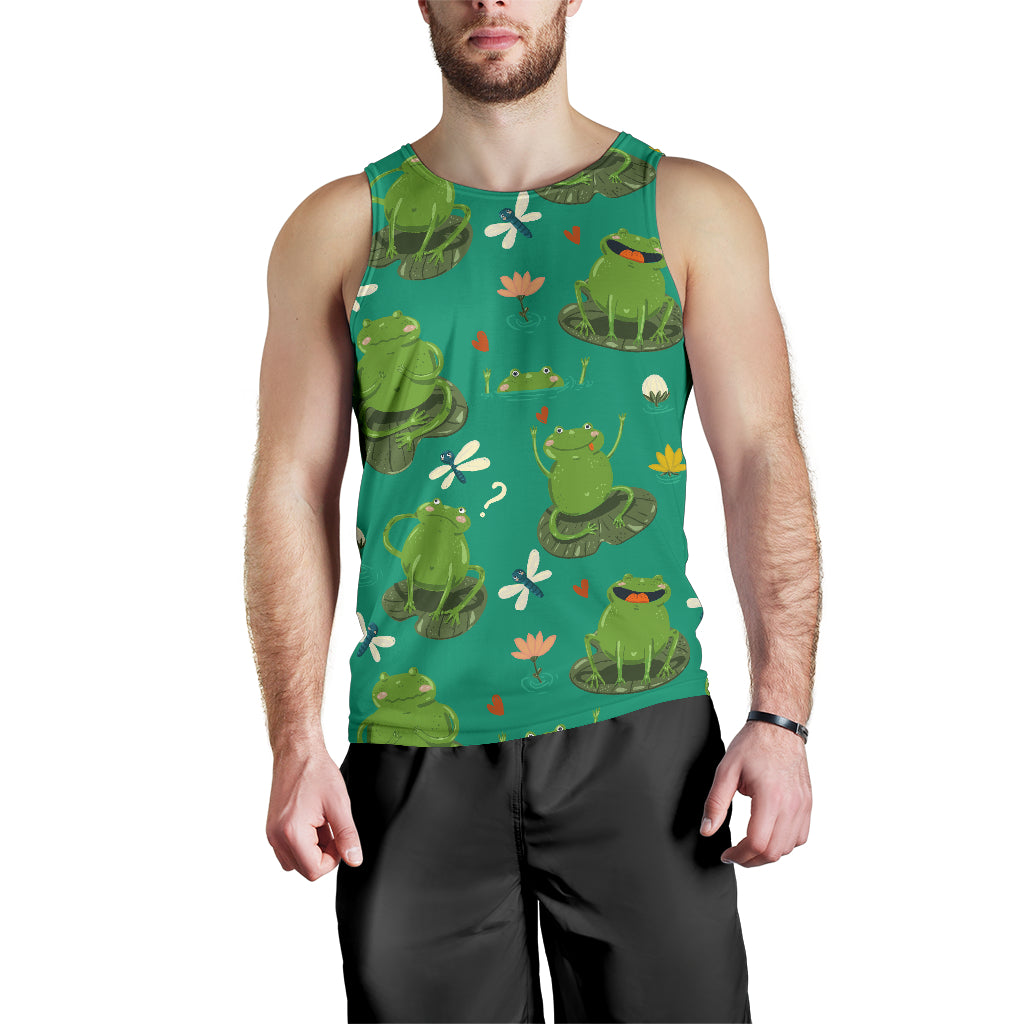 Cute frog dragonfly design pattern Men Tank Top