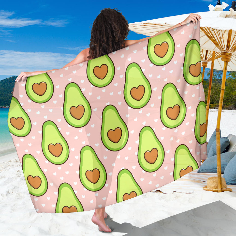 Avocado Heart Pink Background Sarong