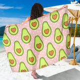 Avocado Heart Pink Background Sarong