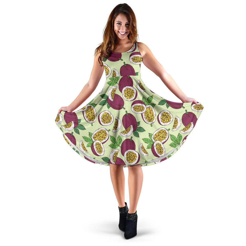 Passion Fruit Pattern Sleeveless Midi Dress