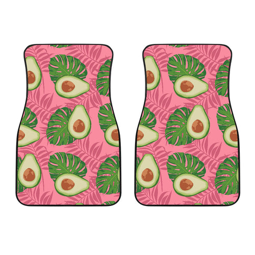 Avocado Slices Leaves Pink Back Ground  Front Car Mats