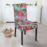 Beagle Muzzles Turquoise Paint Splashes Pink Pattern Dining Chair Slipcover