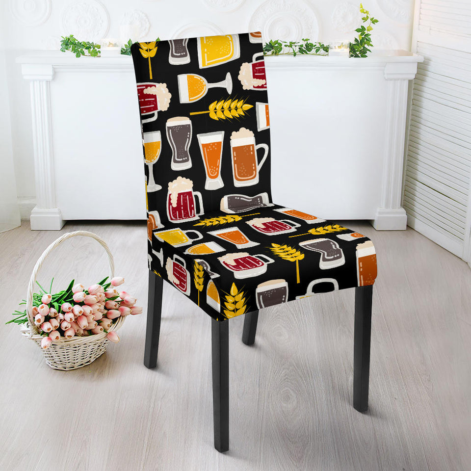 Beer Type Pattern Dining Chair Slipcover