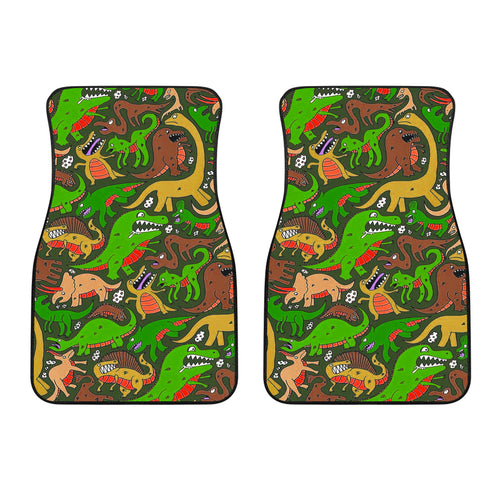 Green Dinosaur Land Front Car Mats (Set Of 2)