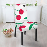 Cherry Pattern White Background Dining Chair Slipcover