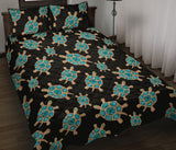 Sea turtle blue stone pattern Quilt Bed Set