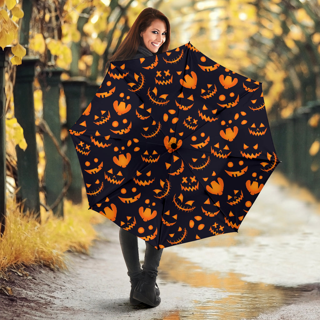 Halloween Pattern Pumpkin Background Umbrella