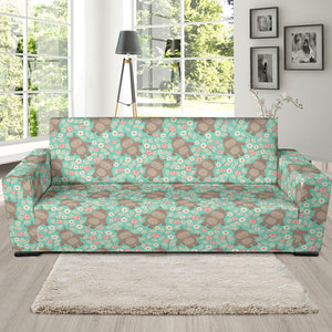 Hippopotamus Pattern Print Design 02 Sofa Slipcover