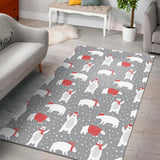 Cute Polar Bear Christmas Snow Pattern Area Rug