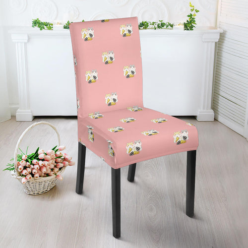 Cute Hamster Cheese Pattern Pink Background Dining Chair Slipcover