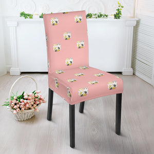Cute Hamster Cheese Pattern Pink Background Dining Chair Slipcover