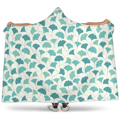 Green Ginkgo Leaves Pattern Hooded Blanket