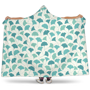 Green Ginkgo Leaves Pattern Hooded Blanket