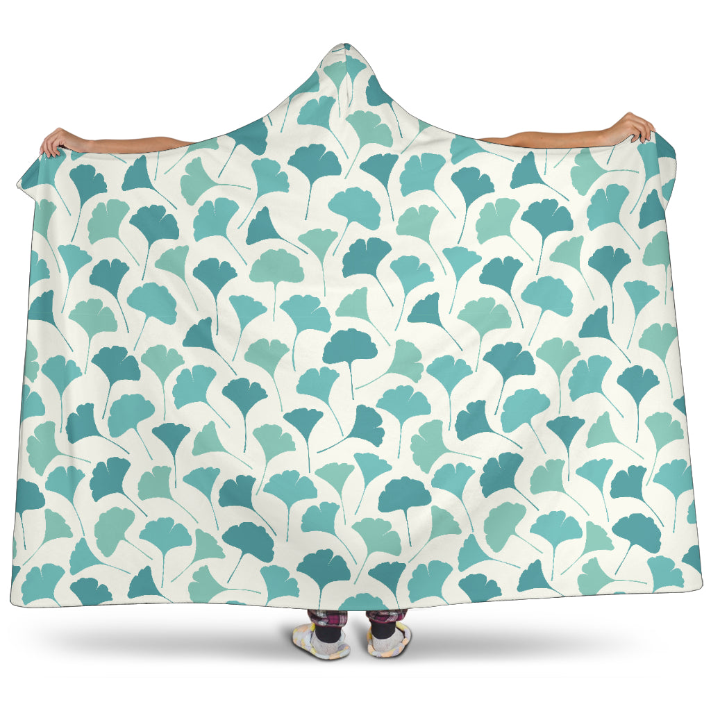 Green Ginkgo Leaves Pattern Hooded Blanket