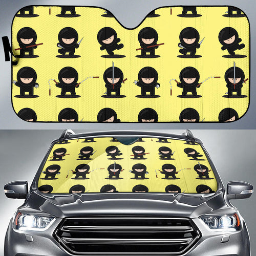 Cute Ninja Yellow Background Car Sun Shade