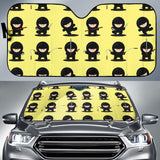 Cute Ninja Yellow Background Car Sun Shade