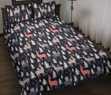 Deers Winter Christmas pattern Quilt Bed Set